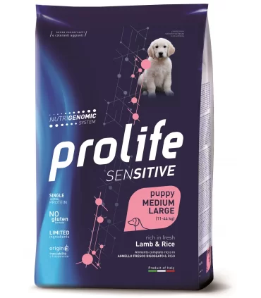 Prolife cane sensitive puppy agnello & riso medium large 2,5 kg