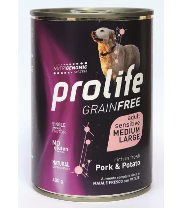 Prolife cane grainfree adult maiale & patate medium large 400 gr