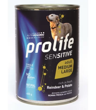 Prolife cane sensitive adult renna & patate medium large 400 gr