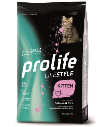 Prolife gatto lifestyle kitten salmone e riso 1,5 kg