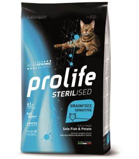 Prolife gatto sterilised grainfree sensitive adult sogliola e patate 1,5 kg