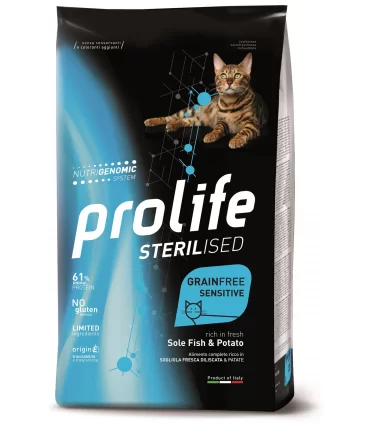 Prolife gatto sterilised grainfree sensitive adult sogliola e patate 1,5 kg