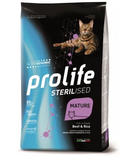 Prolife gatto sterilised mature manzo e riso 1,5 kg