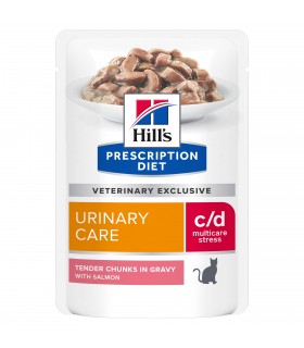 Hill's Prescription Diet gatto c/d urinary care multicare stress salmone 12 buste 85 gr