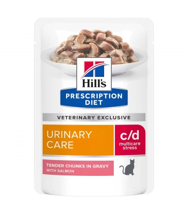 Hill's Prescription Diet gatto c/d urinary care multicare stress salmone 12 buste 85 gr