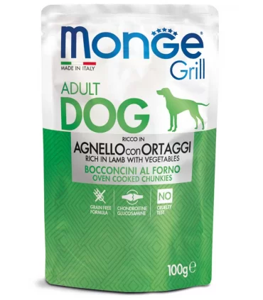 Monge cane grill agnello e verdure in busta 100 gr