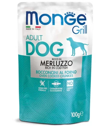 Monge cane grill merluzzo in busta 100 gr