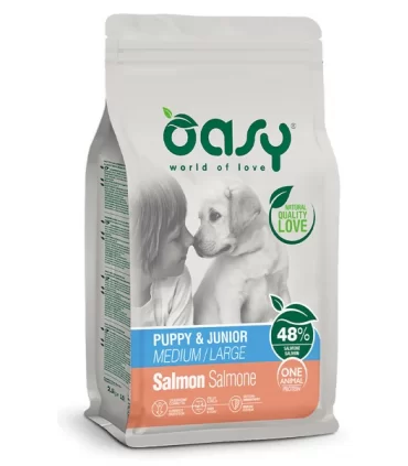 Oasy cane puppy & junior one protein medium & large salmone 2,5 kg