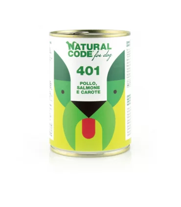 Natural code 401 cane pollo salmone e carote 400 gr