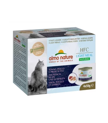 Almo nature hfc light meal natural gatto adult tonno pollo e prosciutto 4 x 50 gr