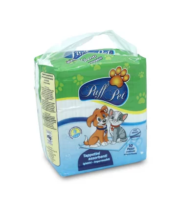 Puff Pet Tappetini assorbenti anti-odore 60x60 con adesivi 10 pz
