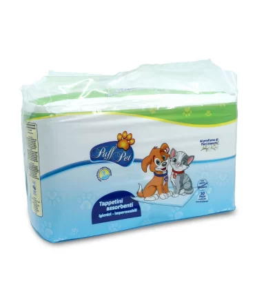 Puff Pet Tappetini assorbenti profumati 60x90 con adesivi 30 pz