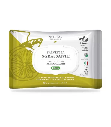 Natural derma pet salvietta sgrassante 35 pz