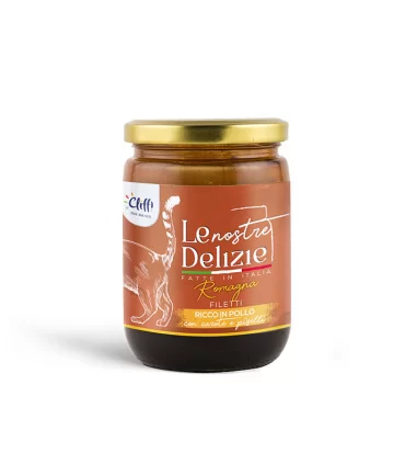 Cliffi Le Nostre Delizie gatto Romagna filetti ricchi pollo con carote e piselli 80 gr