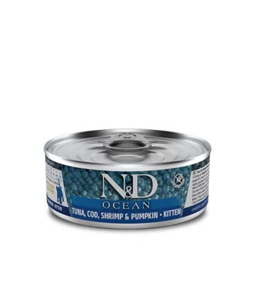 Farmina n&d ocean kitten tonno merluzzo gamberetto e zucca 70 gr