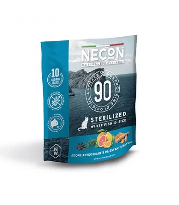 Necon natural wellness gatto adult sterilizzato pesce bianco e riso 400 gr