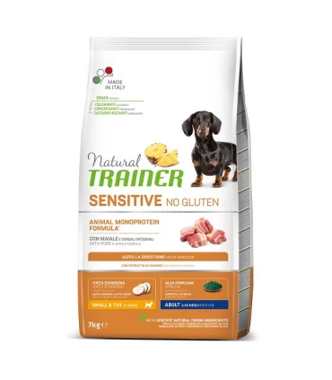 Natural Trainer sensitive no gluten cane small & toy adult maiale 7 kg