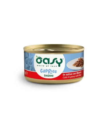 Oasy caprice gatto dadini in salsa con manzo 85 gr