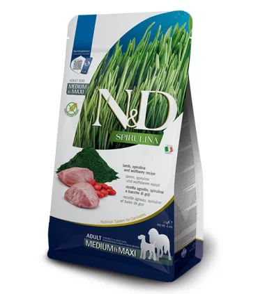 Farmina n&d spirulina cane adult medium maxi agnello 2 kg