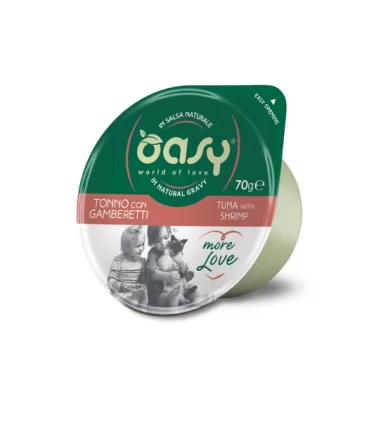 Oasy gatto more love tonno con gamberetti cup 70 gr