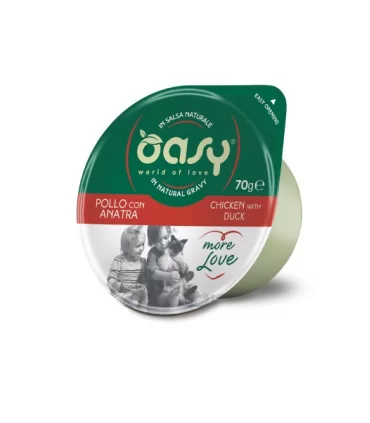 Oasy gatto more love pollo con anatra cup 70 gr