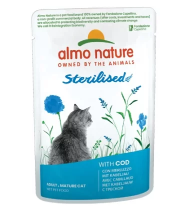 Almo nature gatto sterilised merluzzo bustina 70 gr