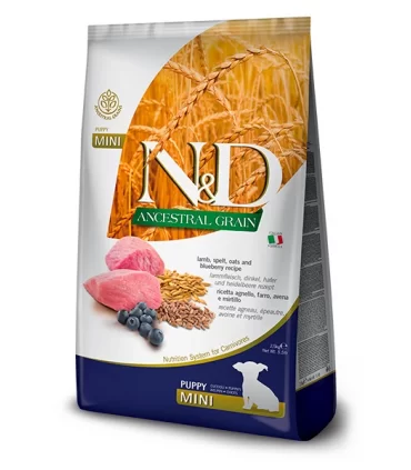 Farmina n&d ancestral grain cane puppy mini farro avena agnello e mirtillo 2,5 kg