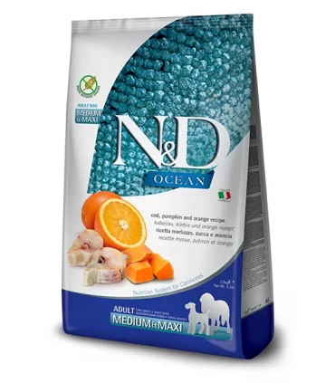 Farmina n&d ocean adult medium maxi merluzzo zucca e arancia 2,5 kg