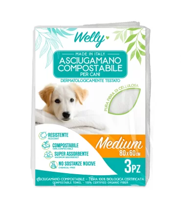 Welly Asciugamano Compostabile MEDIUM x 3 pz 80 x 60 cm