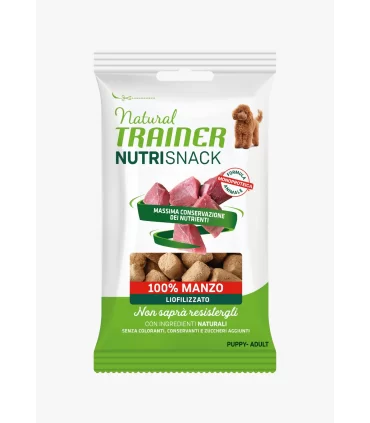 Natural trainer cane nutrisnack puppy adult 100% manzo 20 gr