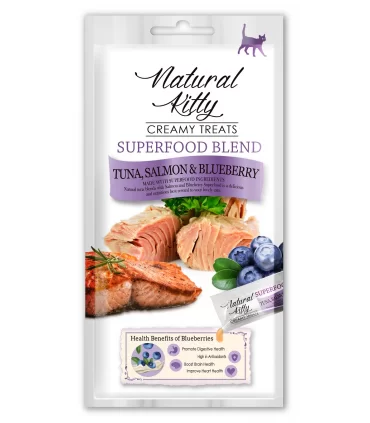 Natural kitty cremosi tonno salmone e mirtilli 4x12 gr