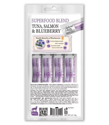 Natural kitty cremosi tonno salmone e mirtilli 4x12 gr