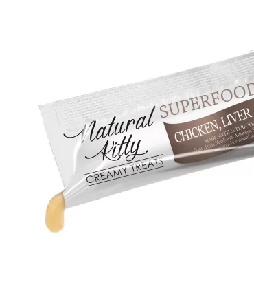Natural kitty pollo fegato e semi di lino 4x12 gr