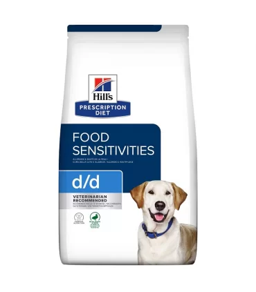Hill's Prescription Diet cane food sensitivities d/d con anatra e riso 1,5 kg
