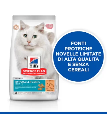Hill's Science Plan gatto Hypoallergenic Adult No Grain con Uova e Insetti 1,5 Kg
