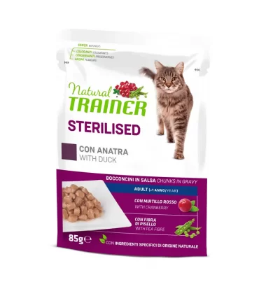 Natural trainer gatto adult sterilised bocconcini con anatra 85 gr