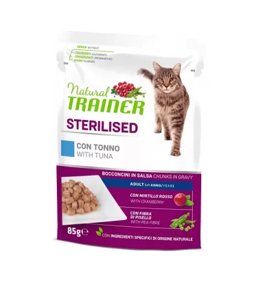Natural trainer gatto adult sterilised bocconcini con tonno 85 gr