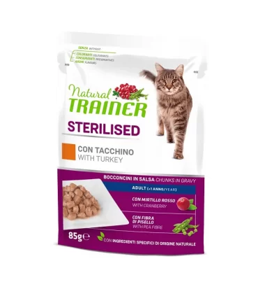 Natural trainer gatto adult sterilised bocconcini con tacchino 85 gr