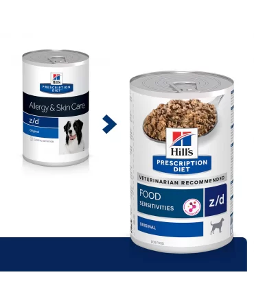 Hill's Prescription Diet cane food sensitivities z/d lattina 370 gr
