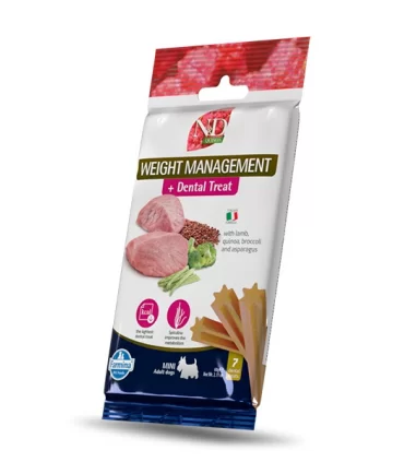 Farmina snack cane mini quinoa weight management dental treat agnello quinoa broccoli asparagi 60 gr