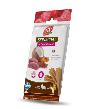 Farmina snack cane mini quinoa skin&coat dental treat cervo quinoa cocco curcuma 60 gr
