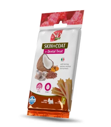 Farmina snack cane mini quinoa skin&coat dental treat aringa quinoa cocco curcuma 60 gr