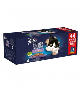 FELIX LE GHIOTTONERIE Multipack Jelly Gatto con Pollo Manzo Salmone e Tonno 44x85 gr