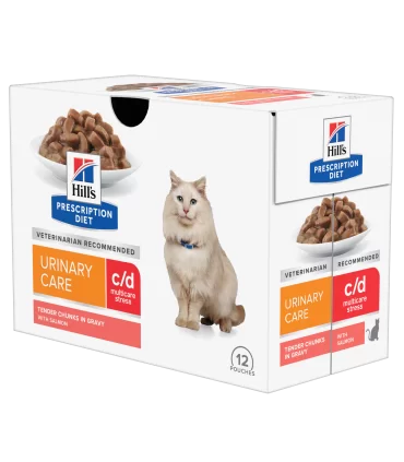Hill's Prescription Diet gatto c/d urinary care multicare stress salmone 12 buste 85 gr