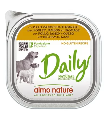 Almo nature pfc daily menu cane adult con pollo prosciutto e formaggio 300 gr