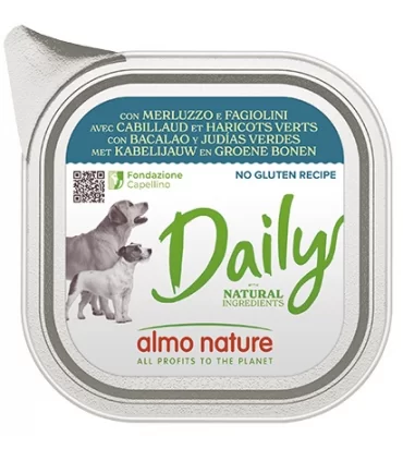 Almo nature pfc daily menu cane adult con merluzzo e fagiolini 100 gr