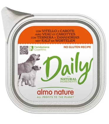 Almo nature pfc daily menu cane adult con vitello e carote 100 gr