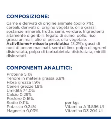 Hill's Prescription Diet Cane Gastrointestinal biome digestive fibre care pollo 200 gr