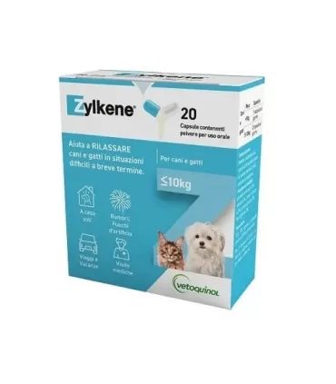 Vetoquinol zylkene cani e gatti 20 capsule sotto 10 kg 75 mg