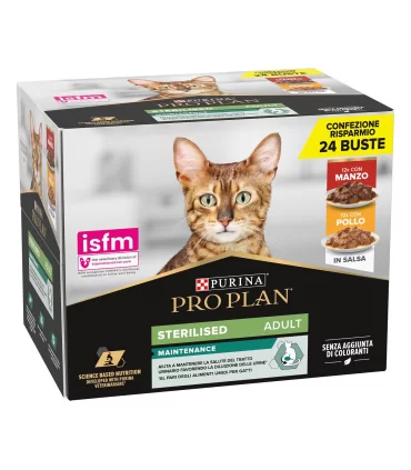 Purina proplan gatto adult sterilised mix pollo manzo 24 buste 85 gr